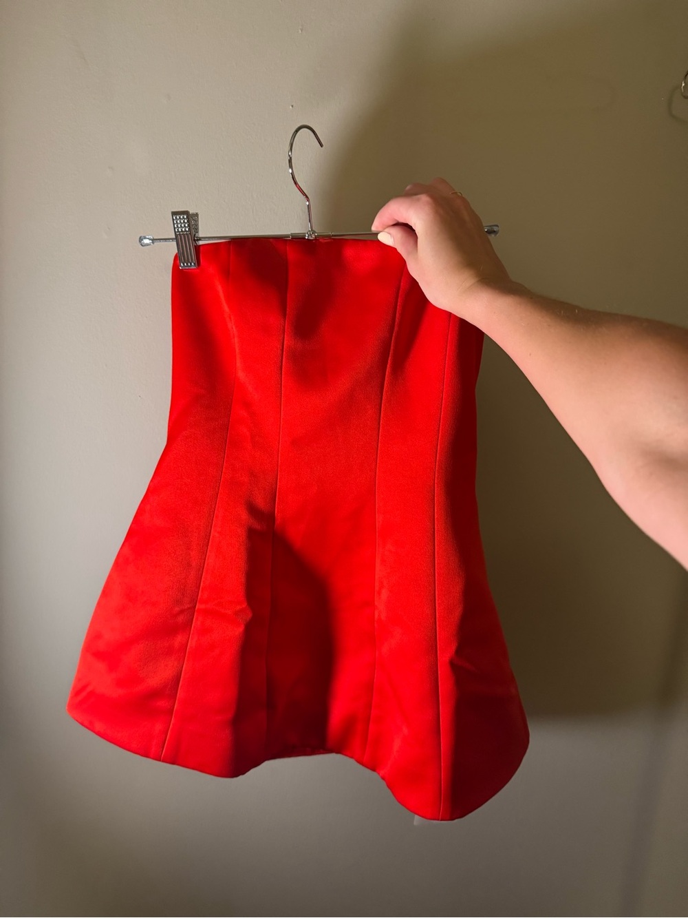 Lovers + Friends Vibrant Red Strapless Peplum Top